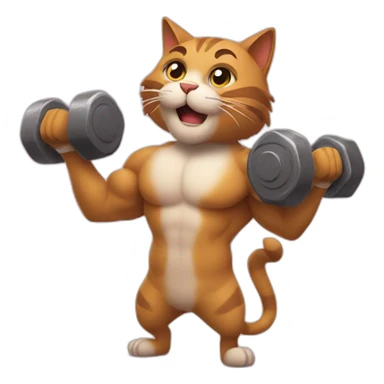 Strong Cat lifting dumbbell  sticker