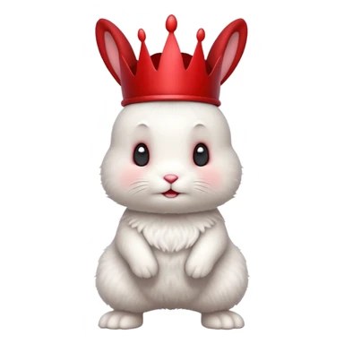 white cute bunny with red crown, funny, standing sticker