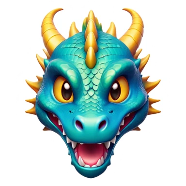 Cinematic Comical Dragon Portrait Emoji, Head tilted dramatically with an exaggeratedly amused expression, featuring a striking, glossy scaled body with bold, angular details and wide, expressive eyes brimming with playful disbelief; rendered with vibrant, lifelike textures and natural shadows, high shine, dramatic yet playful, styled with an air of cheeky mythical mischief, soft glowing outline, capturing the essence of a spirited and over‐the‐top dragon that looks ready to breathe fire into viral fame! sticker