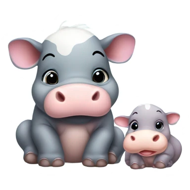 Baby hippo and baby cow  sticker