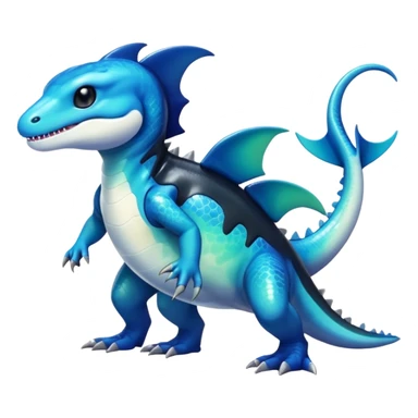 white blacks colorful gradient shiny glossy Fakémon-Digimon-orca-reptile-dragon-lizard-creature-hybrid (full body) sticker