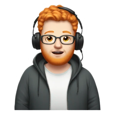 obese ginger twitch streamer wearing headset and hoodie sticker