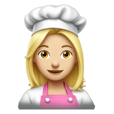 A blond hair girl chef with hat wearing pink apron  sticker