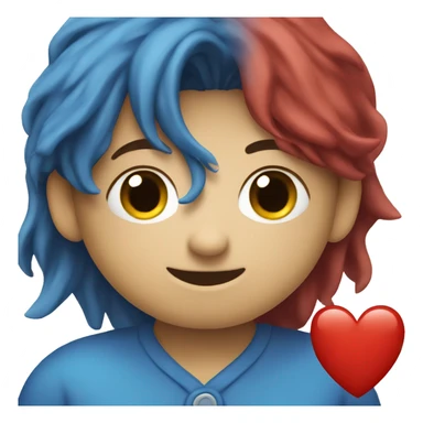 One half red heart and the other half blue sticker