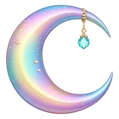 glossy Pastel iridescent crystal crescent damask moon sticker