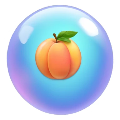 a bubble of thoughts with a peach in it sticker