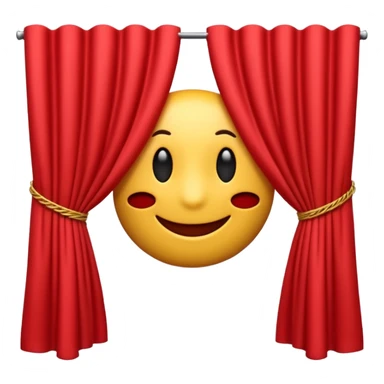 A 3D emoji of red theater curtains in , slightly parted in the middle with soft folds. Glossy, smooth texture, minimal Apple-style rendering, isolated on a white background.




 sticker