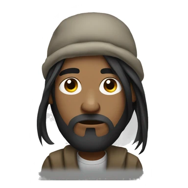 Homeless man with long straight black hair half asleep sticker