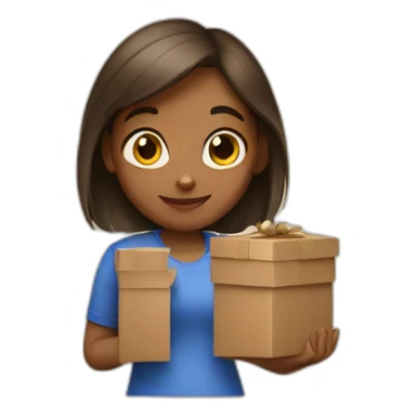 girl holding boxes sticker