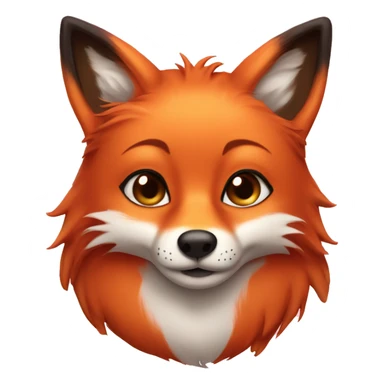 lush red fox face, sparling heart eyes, female features sticker