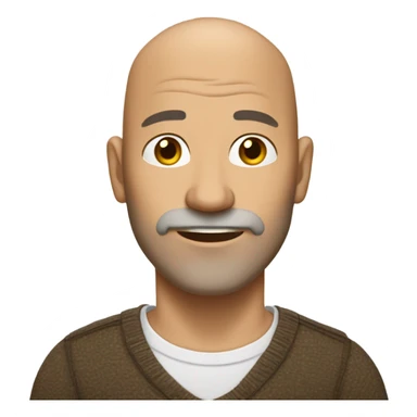 Middle aged man bald with prickly beard and prickles of hair brown eyes tan skin sticker