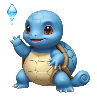 Squirtle, blue turtle Pokémon, playful, waving sticker