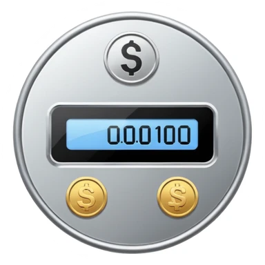 A clean, minimalist “credit counter” badge icon that communicates cumulative usage of design tokens (colours, font sizes, spacing) with an intentional economy of variation. No text. More like a Coin. sticker