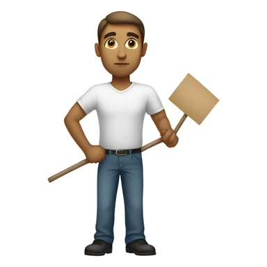 white man holding placard on stick sticker