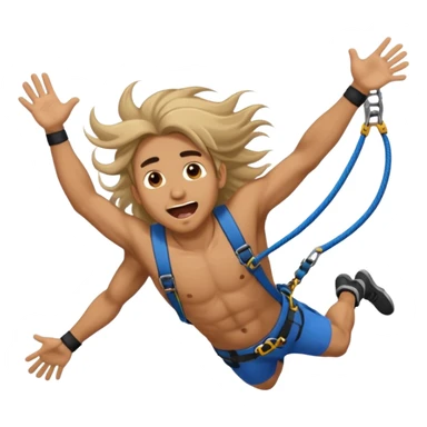bungee jumping man face only with flying long hair and open mouth sticker