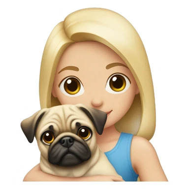 Blond Girl With a pug in her Arms  sticker