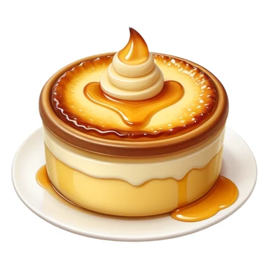 Cinematic Realistic Cr√®me Br√ªl√©e Dessert Emoji, depicted as a rich custard with a perfectly caramelized sugar top rendered with exquisite textures and warm, inviting lighting. sticker