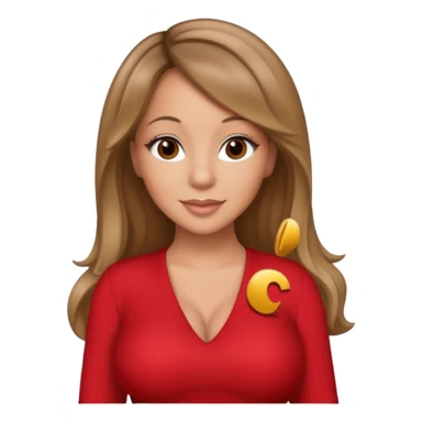 Mariah Carey brown eyes, dark blonde hair, red outfit sticker