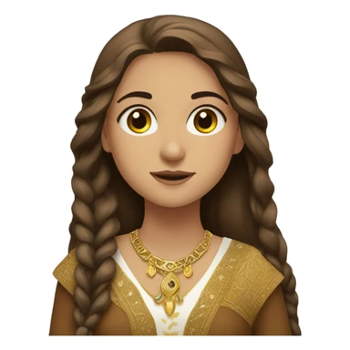  girl emoji in kurdish dress and long brown hair with gold accessories  sticker