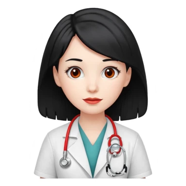 doctor with black hair and red hairclips  sticker