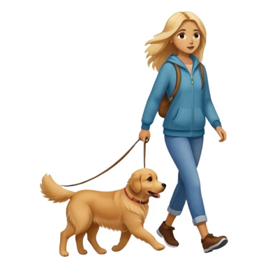 Beautiful girl walking a golden retriever dog sticker