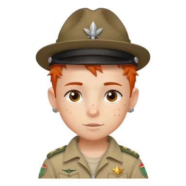 tattoed scout kid, spiky haired with scout uniform and hat sticker