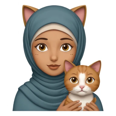 Arabic hijab girl with a brow hijab and her cat sticker