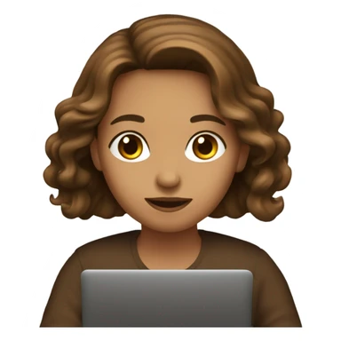 A girl with a wavy brown medium hair hacking pn laptop sticker