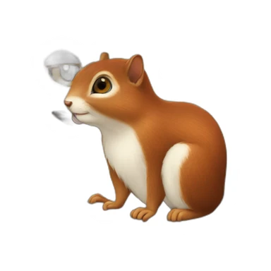 squirrel whispers something in the cat's ear sticker