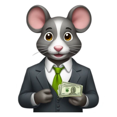 raton con traje y dinero sticker