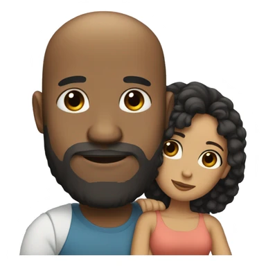 Cuddling Couple bald black man with beard and mixed race woman with long curly black hair sticker