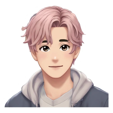 Gorgeous romantic hot attractive anime style modern anime shojo guy with pretty ponytail hair and colorful eyes and blushing face aesthetic trending style  pastelcore cottagecore kawaiicore sticker