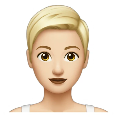 white woman green brown eyes shaved hair on one side blond short hair on other side sticker