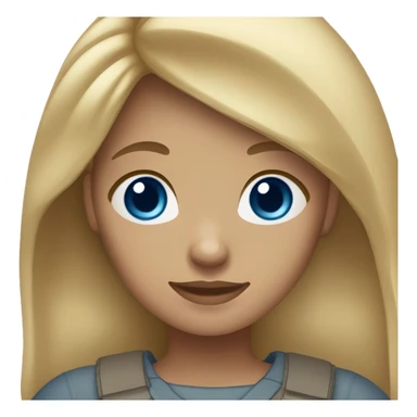 Girl with medium light skin tone, blue eyes, and light brown hair with blonde highlights.   sticker