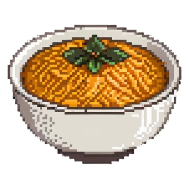 bowl of orange rice, pixel style sticker