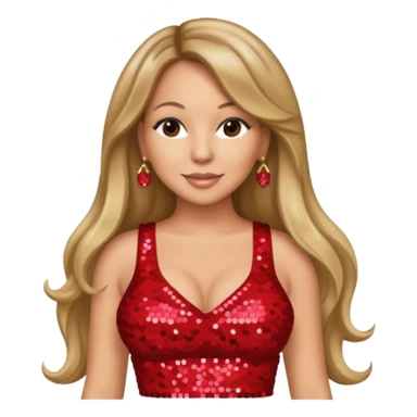 Mariah Carey with long dark blonde hair, red sequin crop top sticker