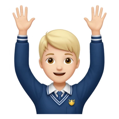 happy school student raising arms sticker