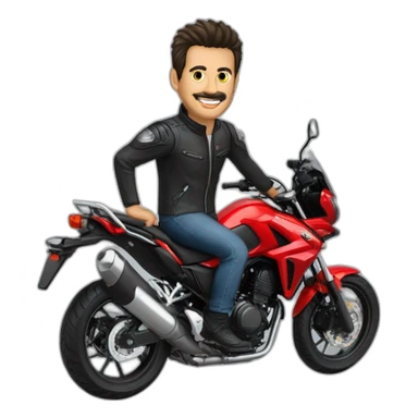 José Luis San Juan en una honda cb500x roja sticker