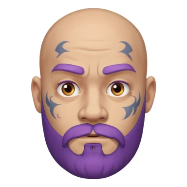 bald purple bearded man with face tattoo sticker