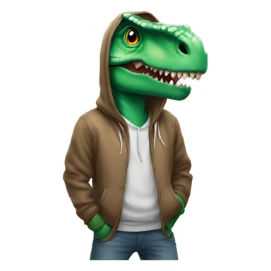 Dino wearing a hoodie sticker