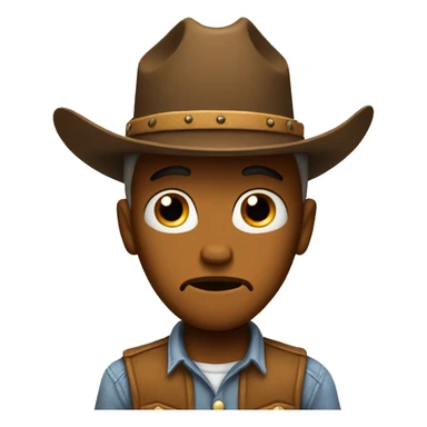 Sad emoji with cowboy hat sticker