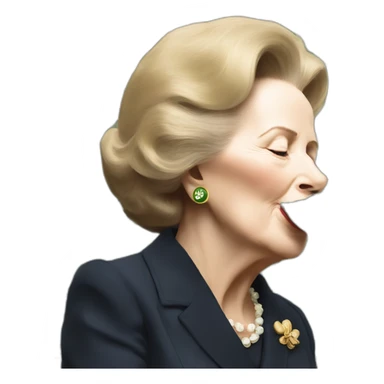 Margaret thatcher kissing money sticker
