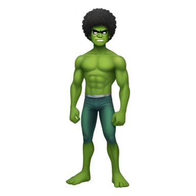 1 full-body Afro green male teenager shirtless in a green superhero costume of the Hulk. sticker
