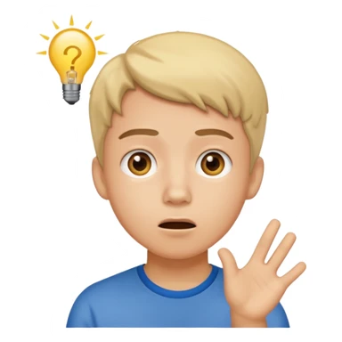 student with a confused expression asking a question sticker