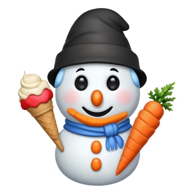 snowman wearing cap with ice cream  sticker