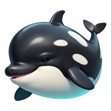 Meme-Worthy Cute Sleeping orca Portrait Emoji, Head resting peacefully with a contented smile, showcasing a smooth black-and-white body with gently drooping fins and eyes softly closed in serene slumber, Simplified yet adorably endearing features, highly detailed, glowing with a soft, drowsy deep-sea light, high shine, relaxed and utterly lovable, stylized with an air of playful oceanic laziness, soft glowing outline, capturing the essence of a sleeping orca that feels destined to become the next viral icon of adorable marine rest! sticker