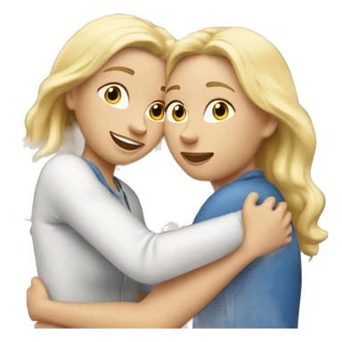 3 Caucasian blonde friends hugging sticker