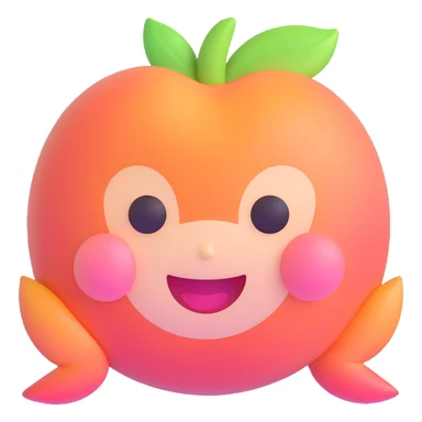 kawaii emerald green peach character face, smiling, subtle highlights sticker