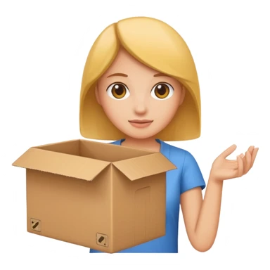 woman holding cardboard box sticker