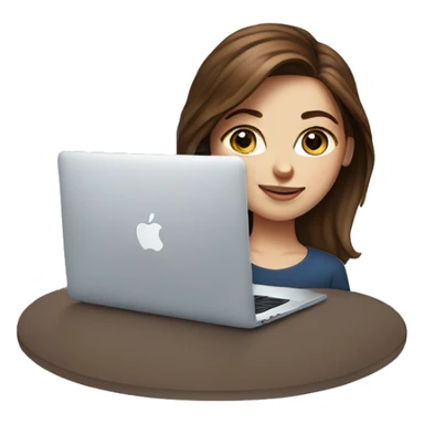 realistic portrait of brown-haired girl MacBook coffee blue eyes sticker